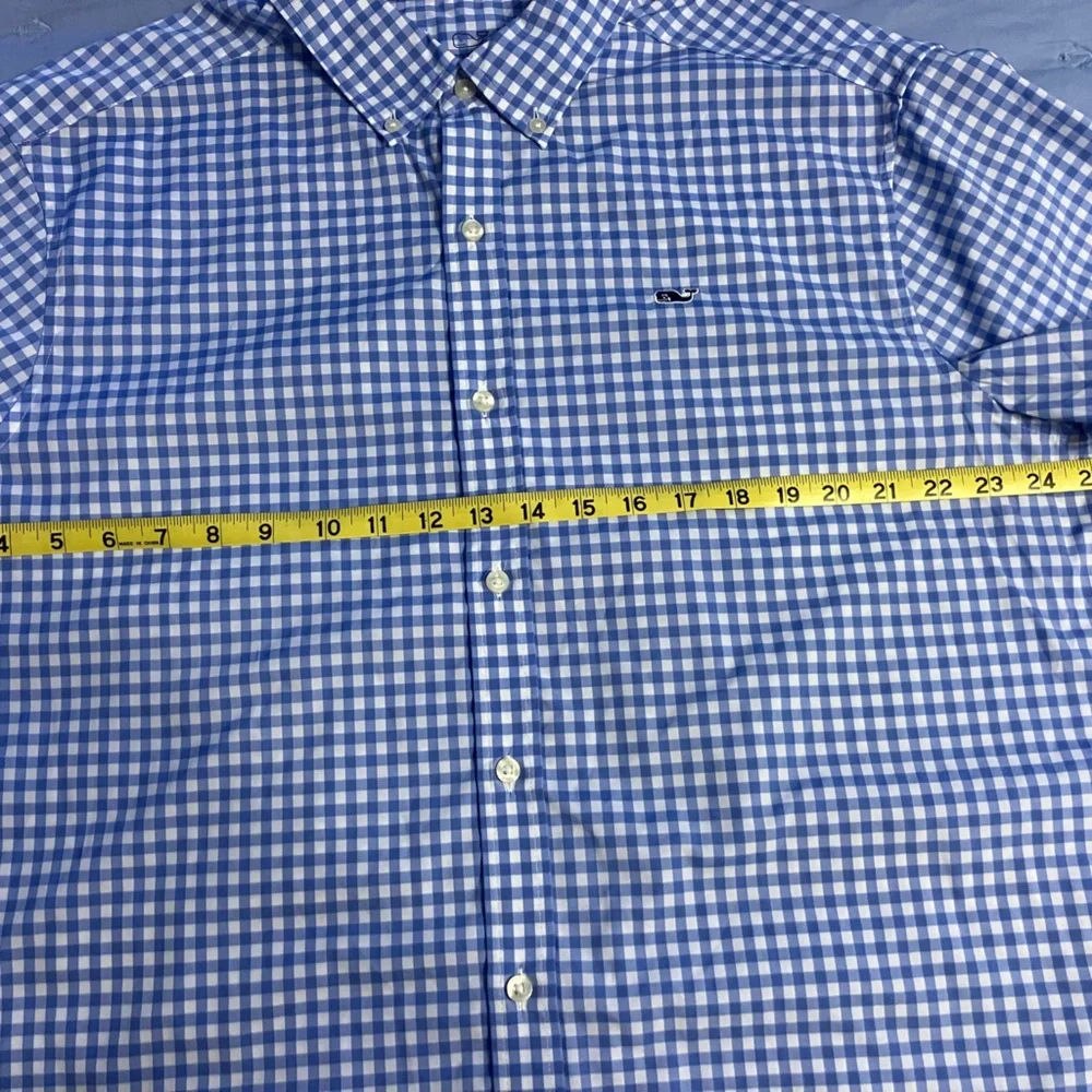 Vineyard Vines Classic Performance Classic Whale Shirt Blue & White Checkered XL - Picture 4 of 6